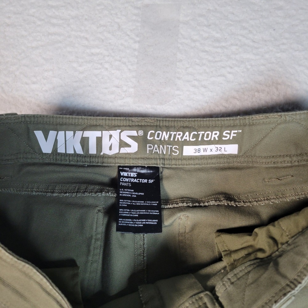 Viktos Contractor SF Pants Mens 38x32 Olive Green Tactical Cargo Utility Wrkwear - Picture 10 of 16